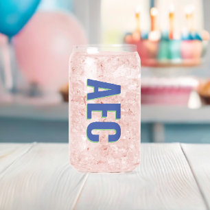 Shadow Text Three Initial Modern Monogram Can Glass
