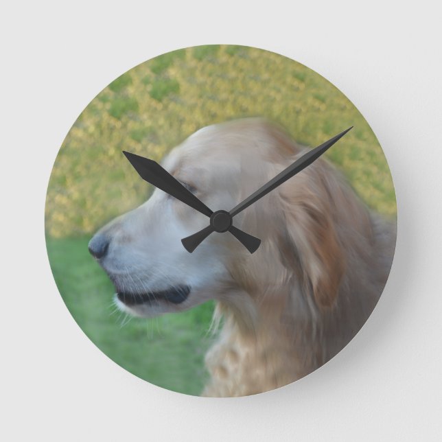 Shadow, the Golden Retriever Round Clock (Front)