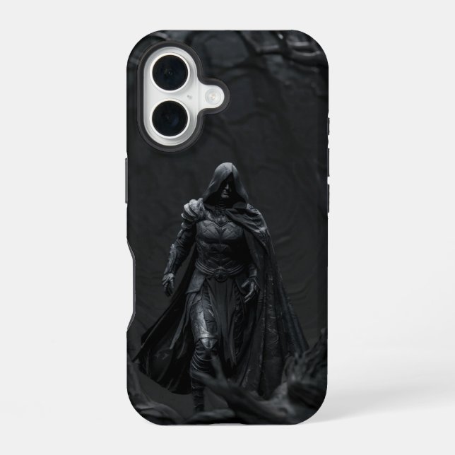 Shadow Walker – Hooded Warrior iPhone 16 Case (Back)