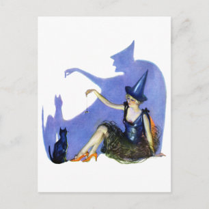 Shadow Witch and her Black Cat Postcard