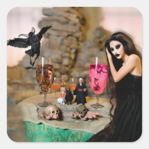 Shadow Work Occult Dark Witchy Recovery AI Art Square Sticker