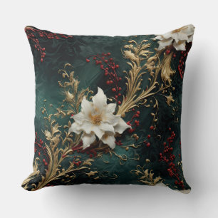 Shadowed Ballet Christmas Botanical Throw Pillow