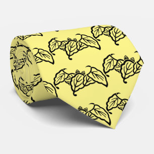 Shadowed bat-shaped oak leaves tie
