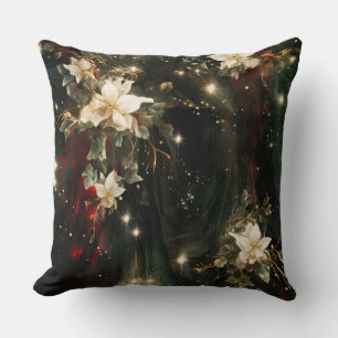 Shadowed Christmas Ballet Botanical Throw Pillow