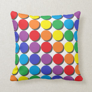 Shadowed Rainbow Polka Dots Throw Pillow