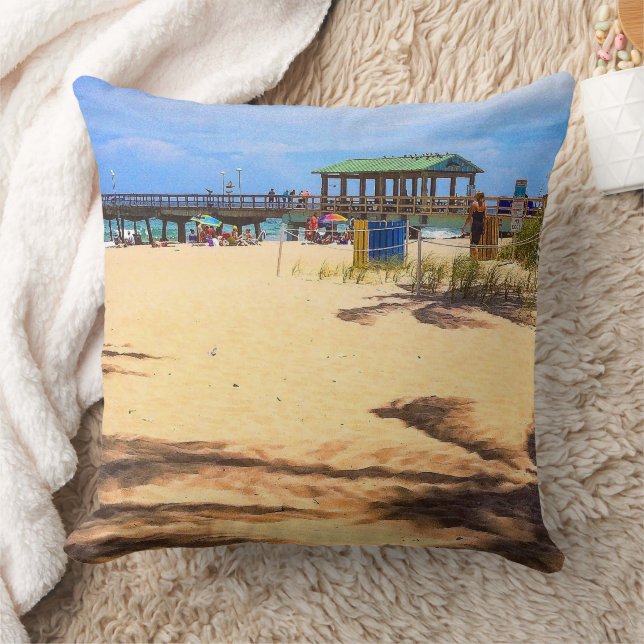 Shadows of Palm Trees Throw Pillow (Blanket)
