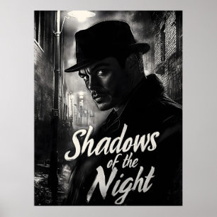 Shadows of the Night - Film Noir Style Design Poster