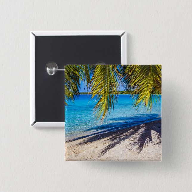 Shadows on the beach 2 inch square button (Front & Back)