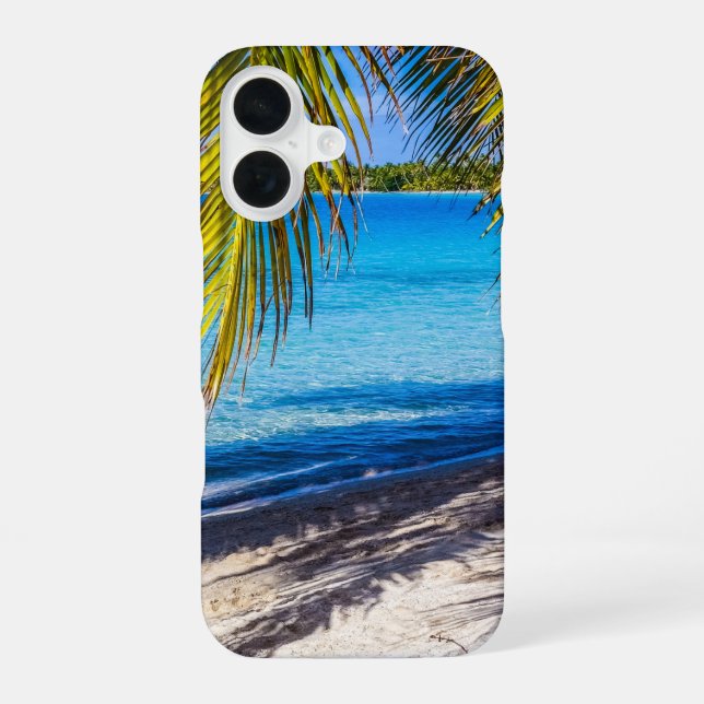 Shadows on the beach iPhone 16 case (Back)