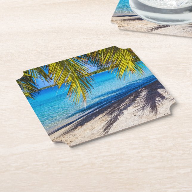 Shadows on the beach paper coaster (Angled)