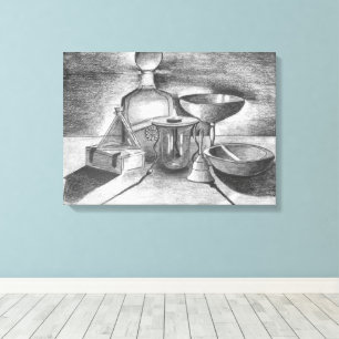 Shadows Pencil Drawing by Sara Motolanez Canvas Print