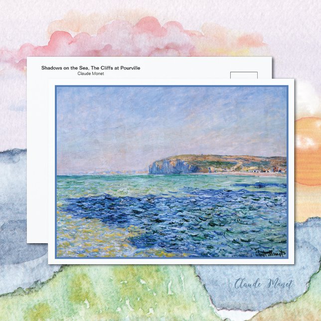 Shadows Sea Cliffs Pourville Claude Monet Postcard (Creator Uploaded)