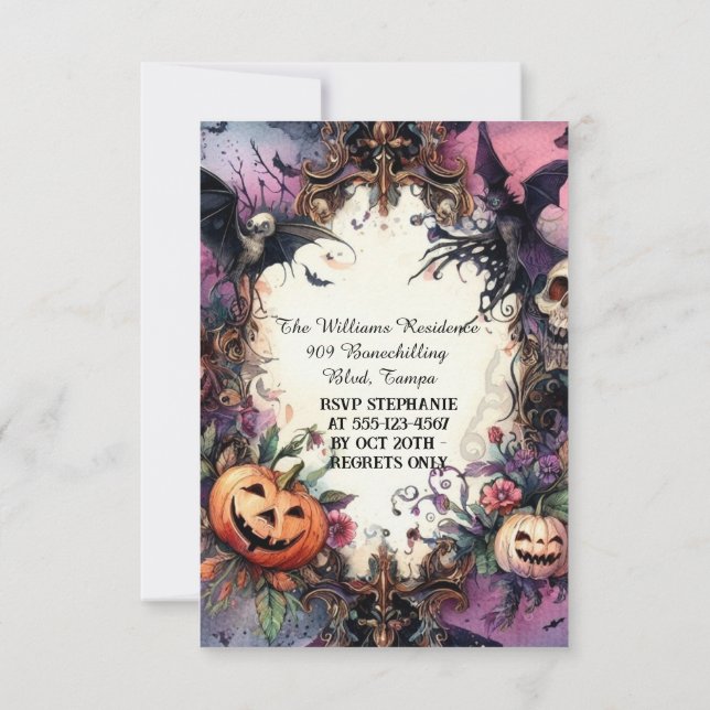 Shadowy Soiree : Invitation d'Halloween sur mesure (Dos)