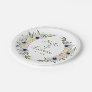 Shady-Chic Flowers Wreath Frame Paper Plate