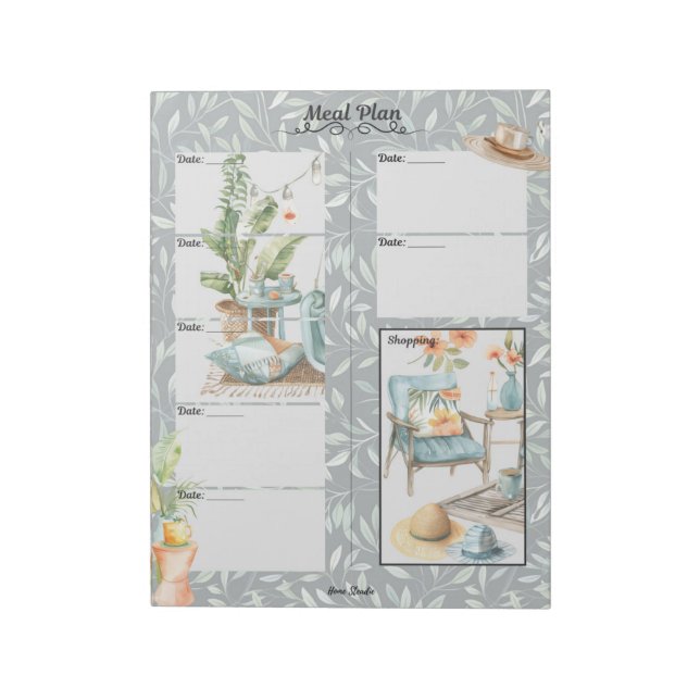 Shady Lady 7 Day Blank Meal Planner Notepad (Rotated)