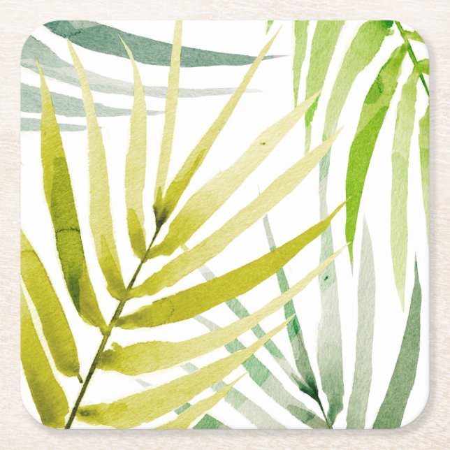 Shady Palms Square Paper Coaster (Front)