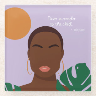 Shady Pisces Quotes  Glass Coaster