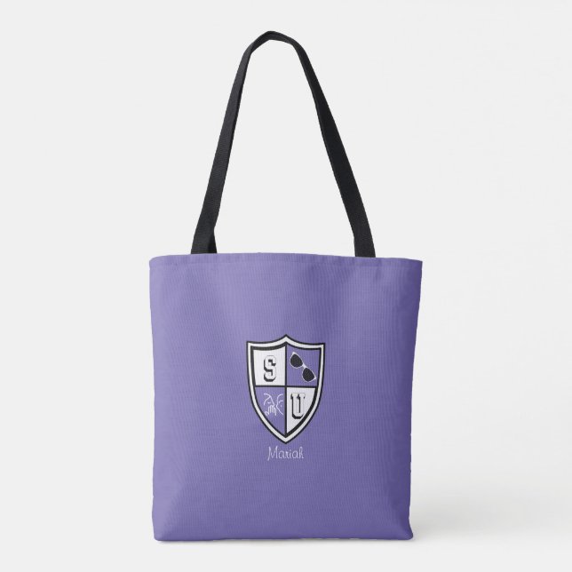 Shady University Alum grad periwinkle personalized Tote Bag (Back)