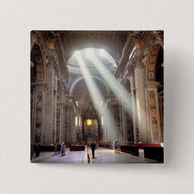 Shafts of sunlight pour through the windows 2 inch square button (Front)