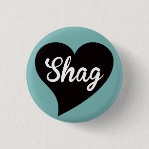 Shag Black Heart Peacock 1 Inch Round Button