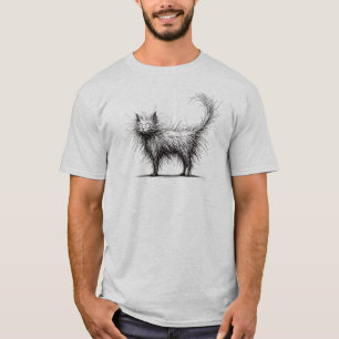 Shaggy Cat Funny Minimalist T-Shirt