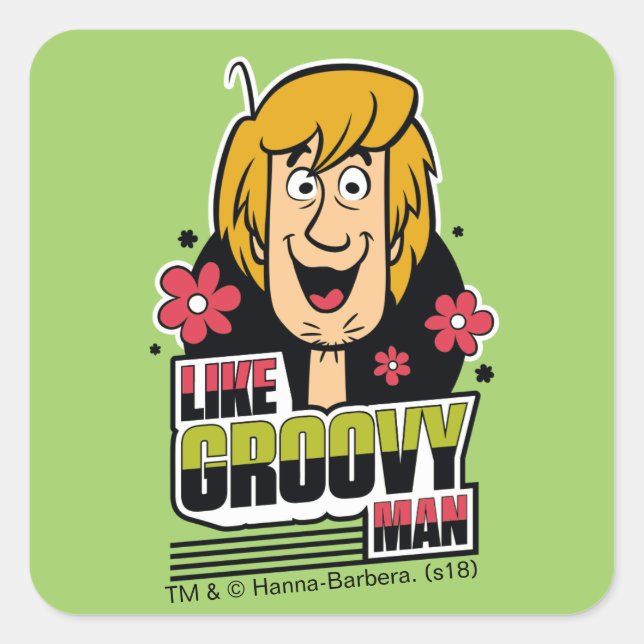 Shaggy "Like Groovy Man" Graphic Square Sticker (Front)