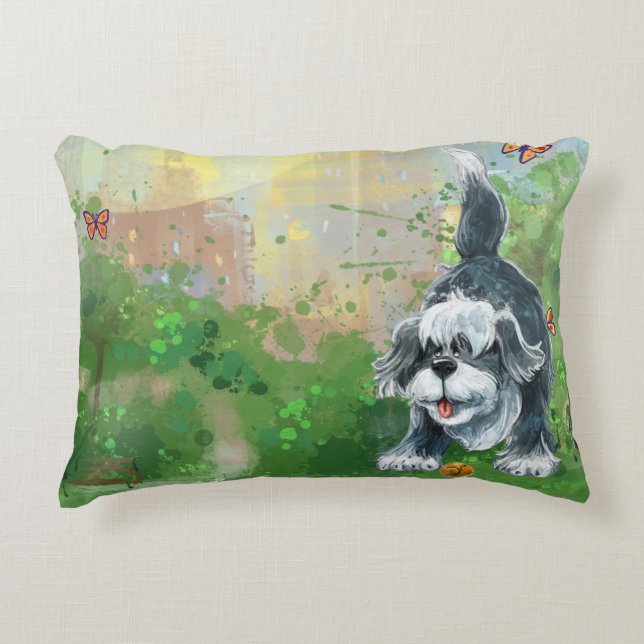 Shaggy Sheep Dog Accent Pillow (Front)