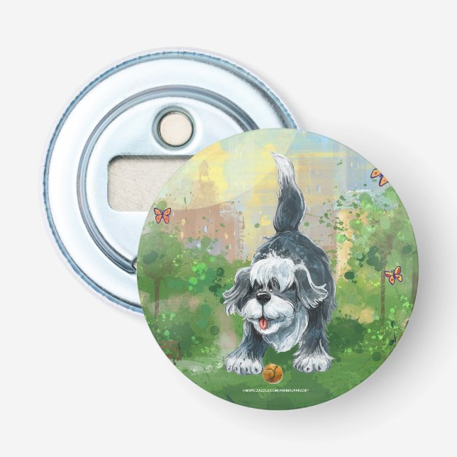 Shaggy Sheep Dog Bottle Opener (Front)