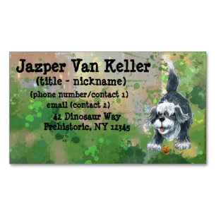 Shaggy Sheep Dog Magnetic Business Card