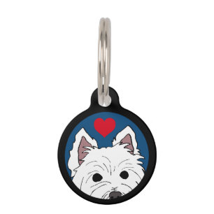 "SHAGGY" Westie with Heart Custom Pet Tag