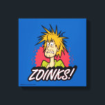 Shaggy "Zoinks!" Graphic Canvas Print<br><div class="desc">Shaggy looks frightened in this retro sticker style graphic,  featuring his iconic phrase "Zoinks!" written below.</div>