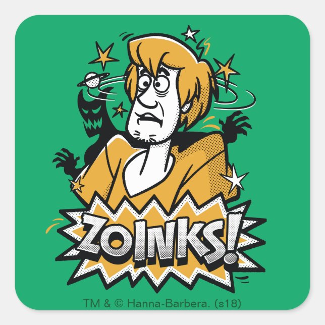 Shaggy "Zoinks!" Halftone Graphic Square Sticker (Front)