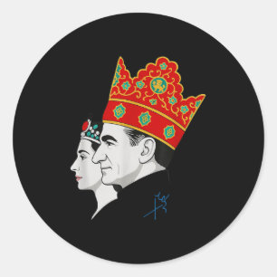 Shah and farah pahlavi javid shah  classic round sticker