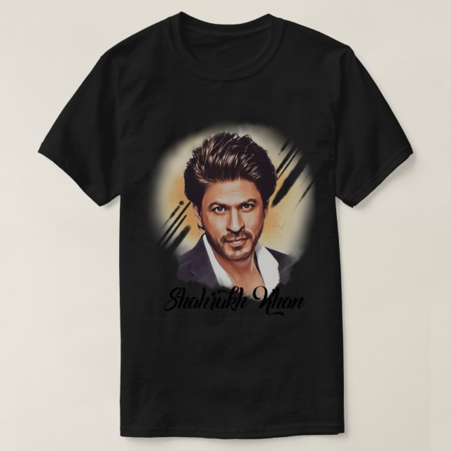 Shahrukh Khan Portrait art T-Shirt (Design Front)