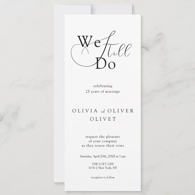 Shailene Black and White Vow Renewal Invitation (Front)