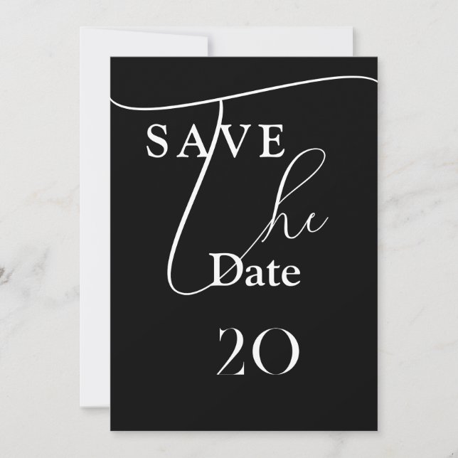 Shailene Black and White Wedding Save The Date Invitation (Front)