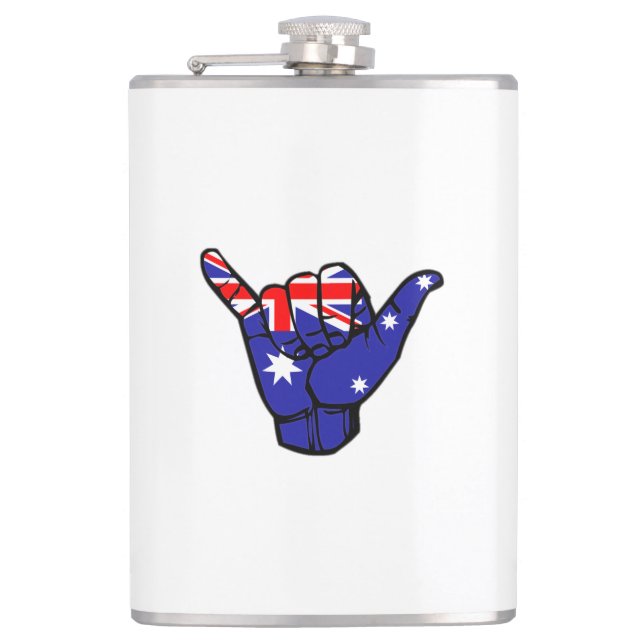 Shaka Australia Flag Hip Flask (Front)