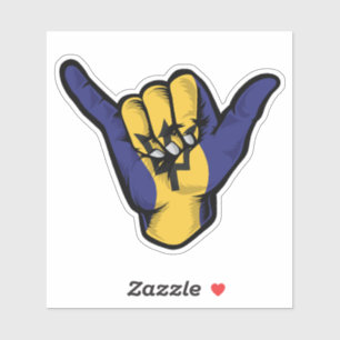 Shaka Hand Barbados Flag Good Vibes Sticker