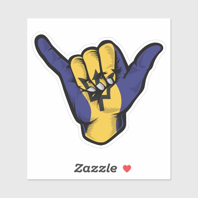 Shaka Hand Barbados Flag Good Vibes Sticker (Sheet)