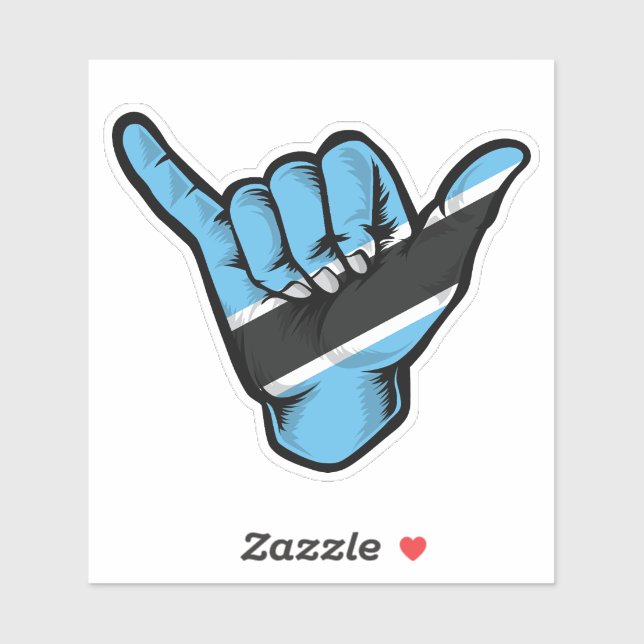 Shaka Hand Botswana Flag Good Vibes Sticker (Sheet)