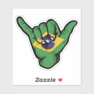 Shaka Hand Brazil Flag Good Vibes Sticker