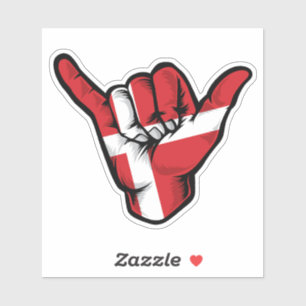 Shaka Hand Denmark Flag Good Vibes Sticker