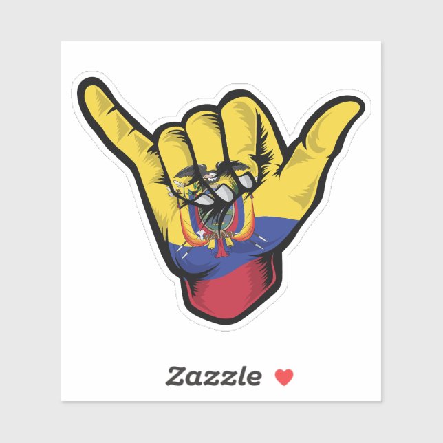 Shaka Hand Ecuador  Flag Good Vibes Sticker (Sheet)