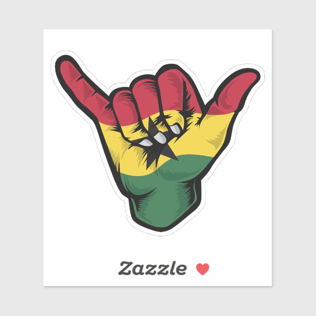 Shaka Hand Ghana Flag Good Vibes Sticker (Sheet)