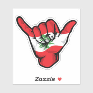Shaka Hand Lebanon Flag Good Vibes Sticker