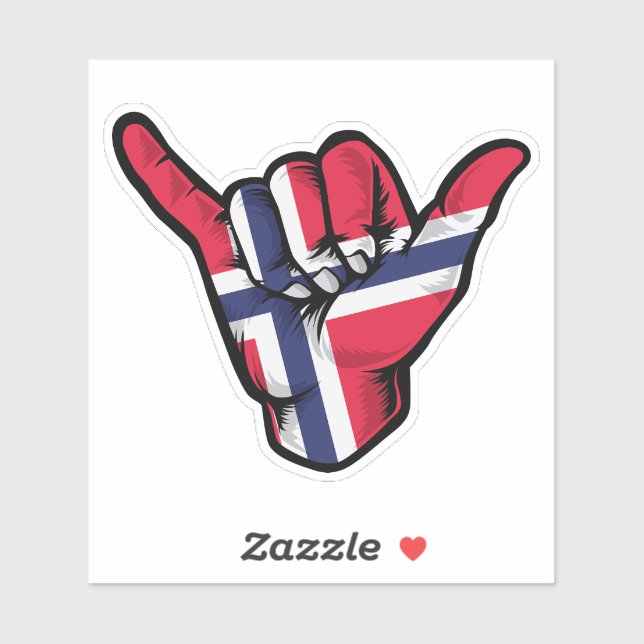 Shaka Hand Norway Flag Good Vibes Sticker (Sheet)