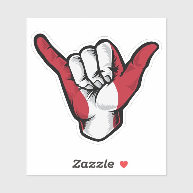 Shaka Hand Peru Flag Good Vibes Sticker (Sheet)