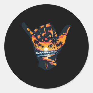 Shaka Hand Sign Aloha Surfing Surf Summer Vacation Classic Round Sticker