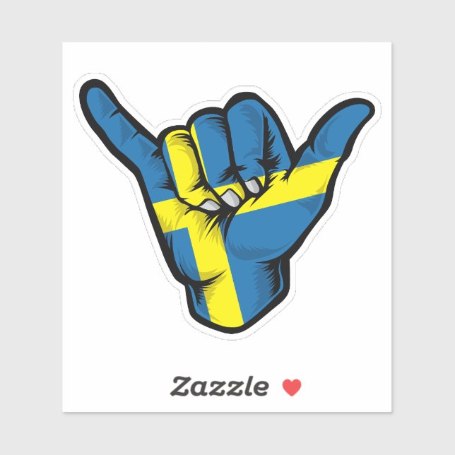 Shaka Hand Sweden Flag Good Vibes Sticker (Sheet)