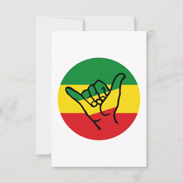 Shaka Hand With Reggae Colors Card (Front)
